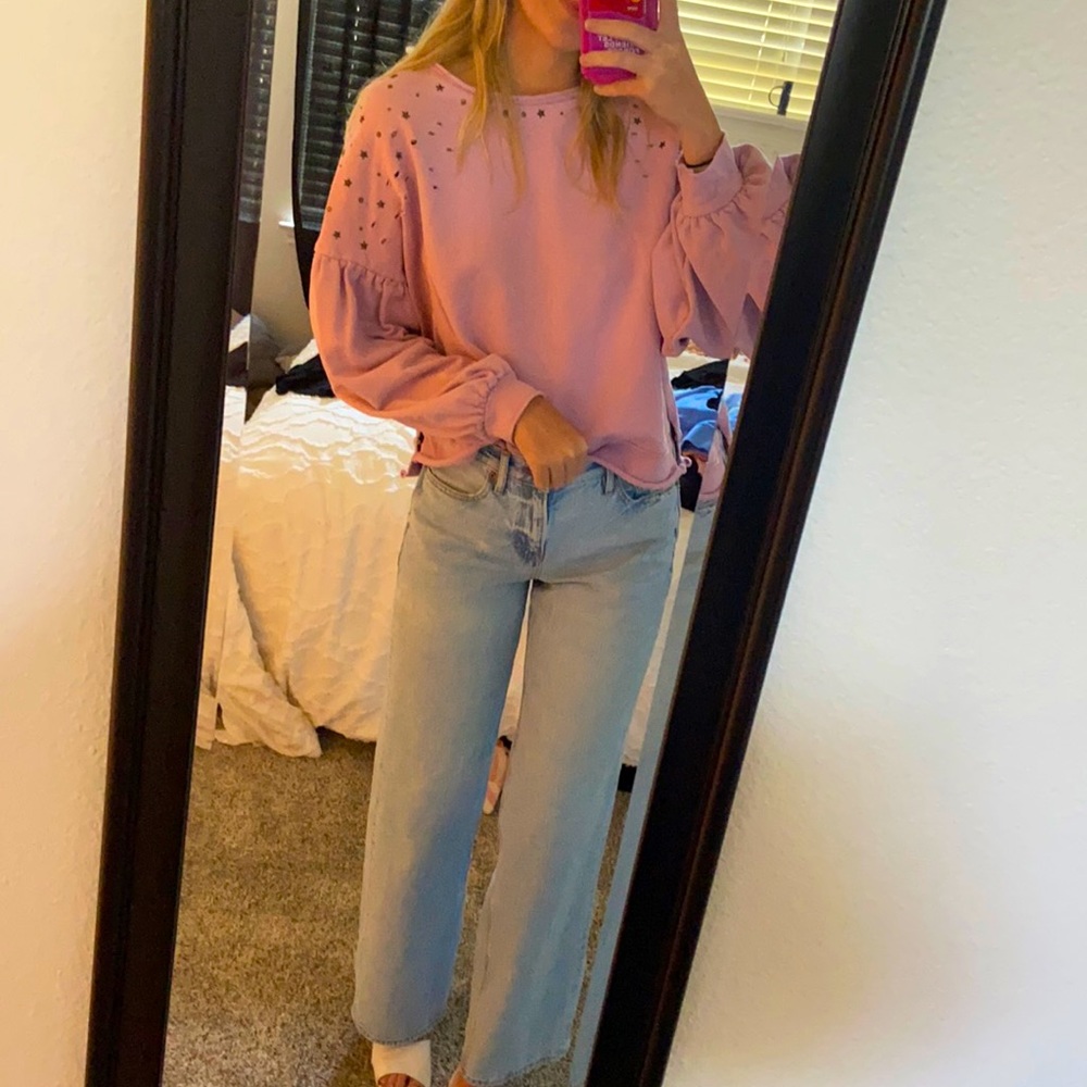 Cropped beaded sweatshirt